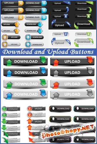 Download and Upload Buttons - Stock Vectors