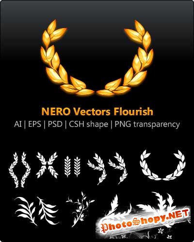 Элементы рамочек "NERO Vectors Flourish"