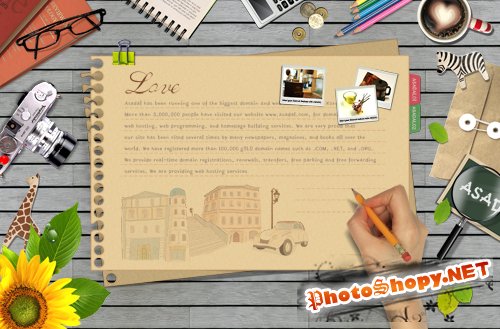 Bookmark Desktop - with a pencil to write on the stationery