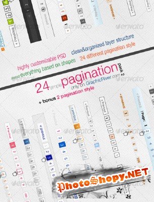 24 Simple Pagination Style Pack 2 - GraphicRiver