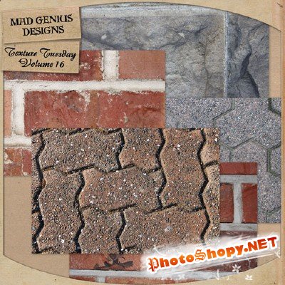 Textures - Asphalt tile and brick wall