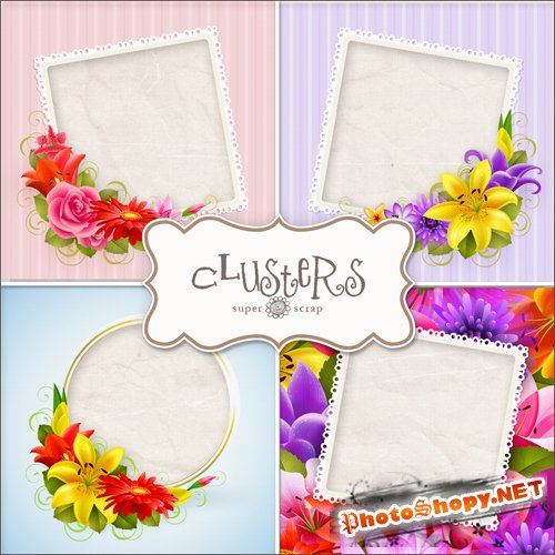 Scrap Pages - Custer Flower Frames Kit