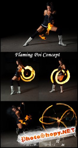 Flaming Poi Concept - Stock Photos
