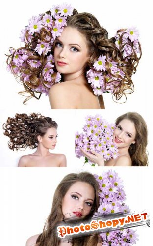 Клипарты - Цветы в женском волосе