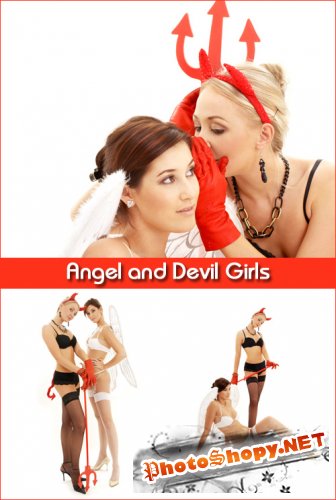 Angel and Devil Girls - Stock Photos