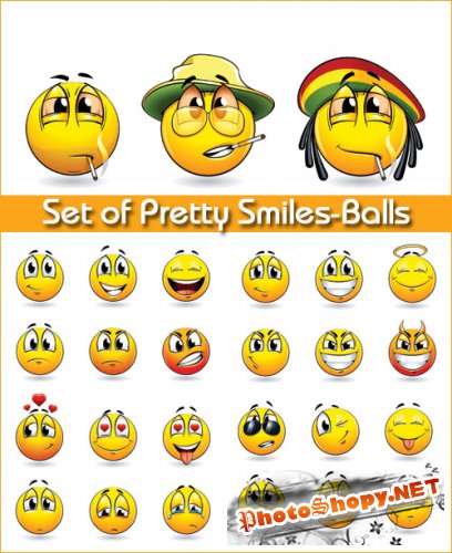 Set of Pretty Smiles-Balls - Stock Vectors