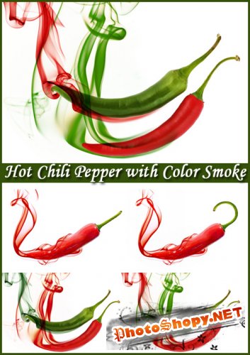 Hot Chili Pepper with Color Smoke - Stock Photos