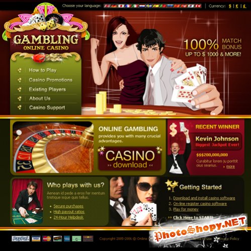 Flash website templates Casino Europe
