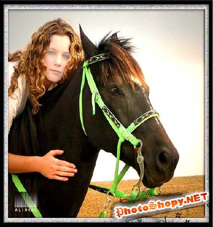 Шаблон для фотошоп - Девушка на коне!