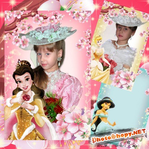 Рамка для фотошопа с принцессами Уолта Диснея