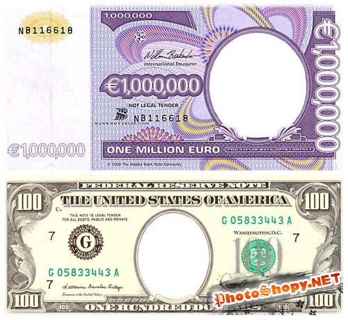 Доллары и Евро - рамочки (PSD)
