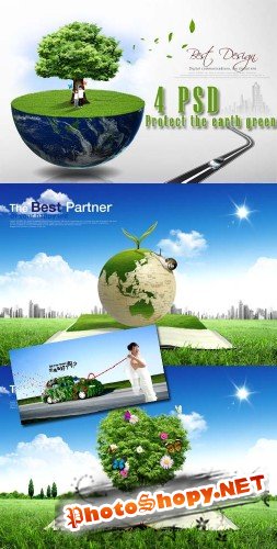 Зеленая планета - Земля (PSD template)