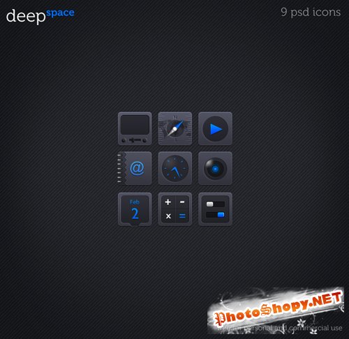 Deep space PSD Icons