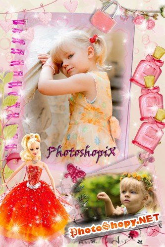 Детская фоторамка на два фото для девочек – Страницы из жизни ребенка