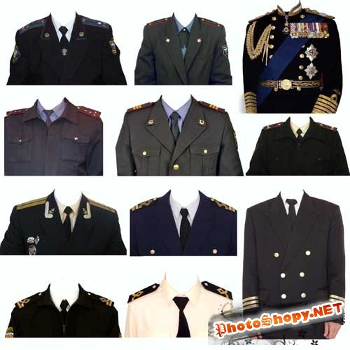 11 мужских военных костюмов для фотомонажа