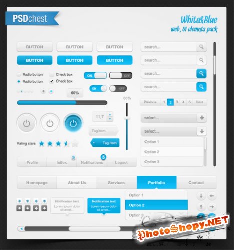 White&blue set - PSD - Web Design