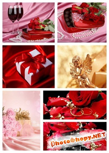 Розы и подарки - растровый клипарт | Rose & present clipart
