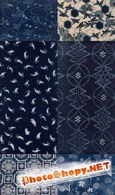A set of blue fabric texture
