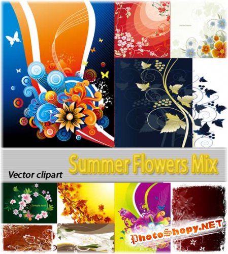 Летние цветы в векторе | Vector Summer Flowers Mix