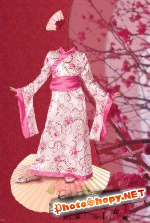 Шаблон для фотошоп – Девочка в кимоно