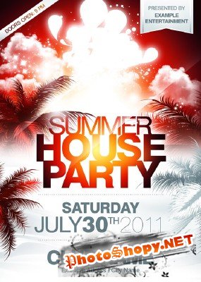Summer house party orange flyer