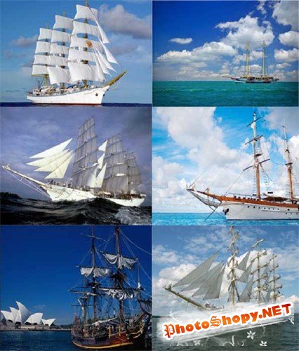 Водный транспорт - парусники, фрегаты, каравеллы, яхты