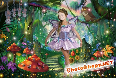 Шаблон для девочки - Фея в сказочном лесу