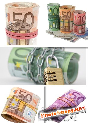 Свернутые евро - растровый клипарт | Money