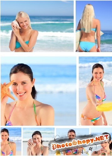 Девушки на пляже - растровый клипарт | Girls on the Beach