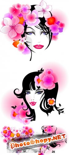 My Beautiful Lady - Women, girl, hair, face, flower, heart, vector