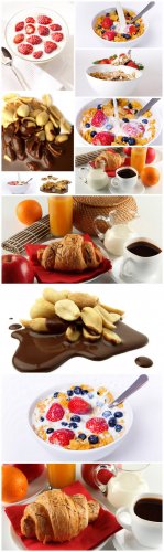 Sweet Food Cliparts - sweet food, strawberries, cereal, nuts, chocolate, milk, baking