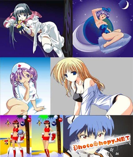Персонажи аниме в векторе (часть №2 - девушки)