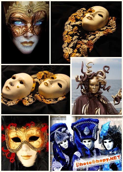 Растровый клипарт - карнавальные маски