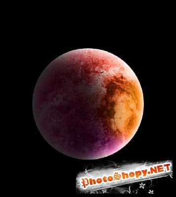 Pink and orange planet psd
