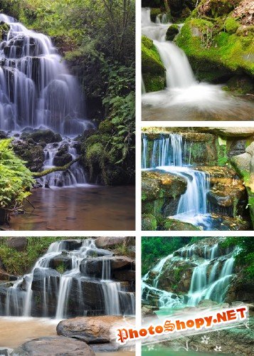 Растровый клипарт - Великолепные пейзажи с водопадами