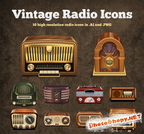 Vintage Radio Vector Icons
