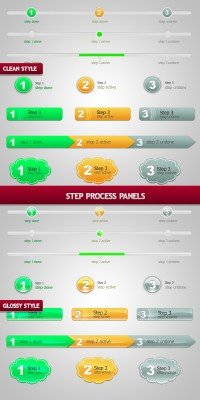 Step process panels sets psd