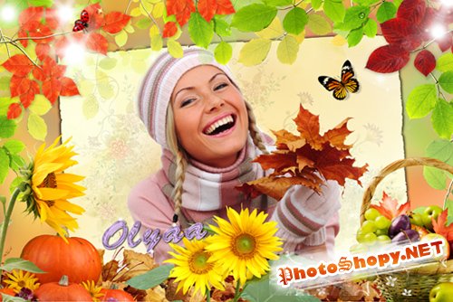 Рамка для фотошоп – Цветная осень