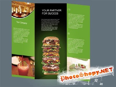Fast Food Restaurant tri-flod Brochure - PSD files