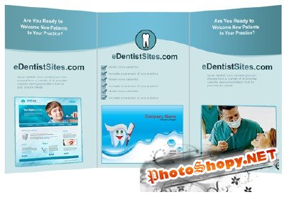 High Resolution Dentist Tri Fold Brochure in PSD Format
