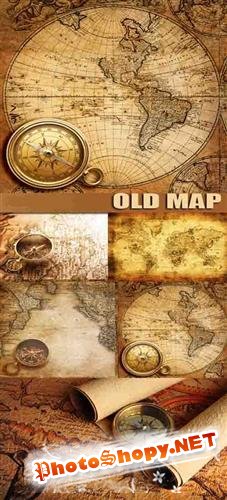 Старые карты и компасы - фоны