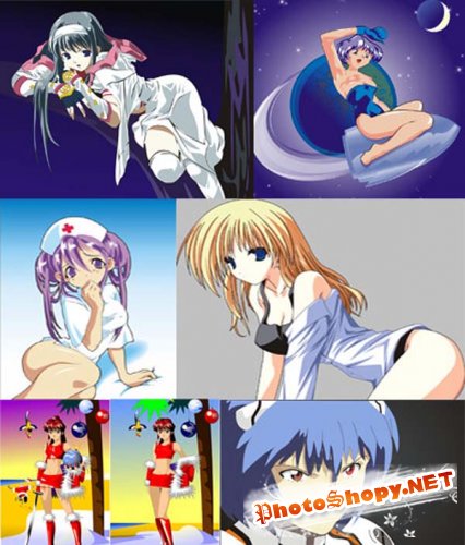 Персонажи аниме в векторе (часть №2 - девушки)