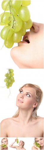 Photo Cliparts - Girl eat grapes