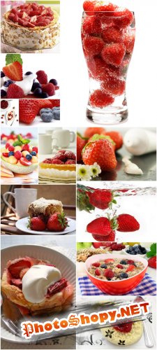 Berry Desert Cliparts - Berry desserts and sweets, strawberries, blueberries