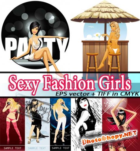 Гламурные  девушки | Fashion Sexy Girls (EPS vector + TIFF)