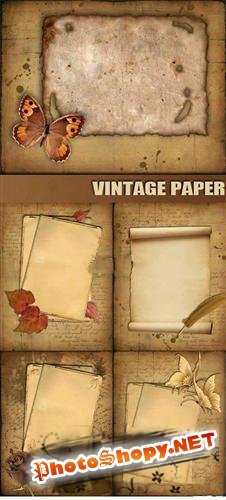 Фоны старой бумаги с бабочками