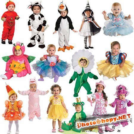 Разные детские костюмы для фотомонтажа