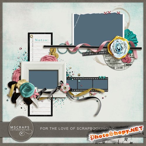 Scrap-kit - Cluster Frames With Flowers (2 PSD, 2 PNG)