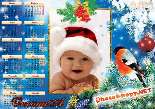 Новогодний календарь на 2012 год  - Снегирь на ветке