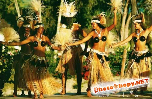 Шаблон для фотошопа - танцы на Гавайах